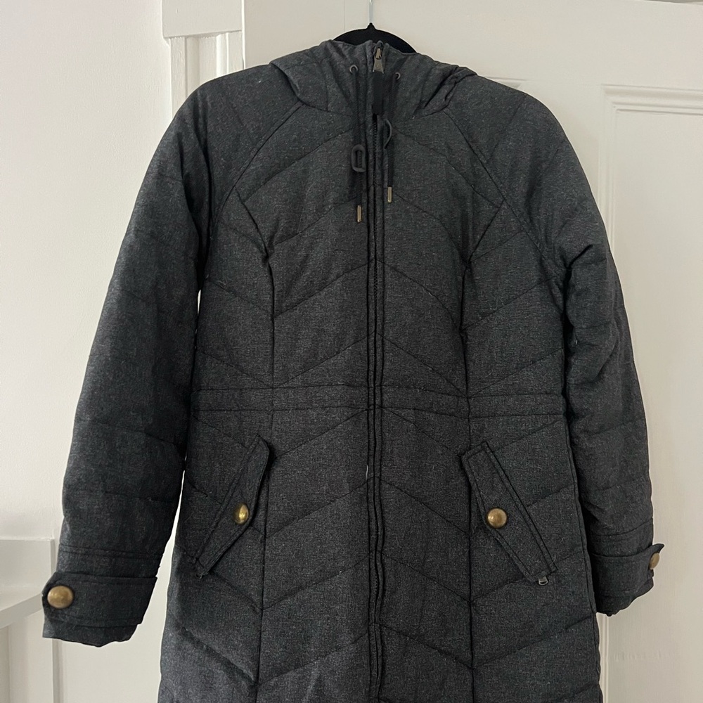 Prana Charcoal Hooded Down Jacket